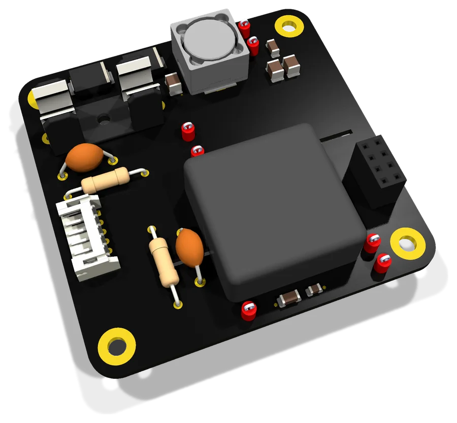 Placa de potencia de chasis, render 3D